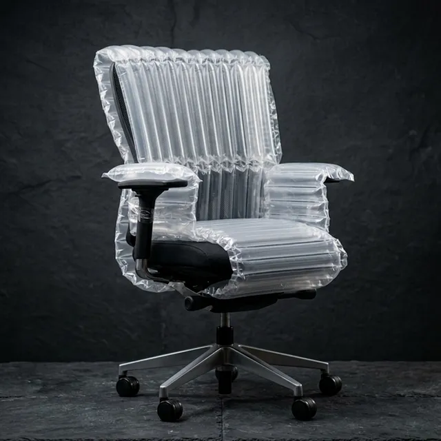 Ergonomic office chair in UNIQBAG protective packaging