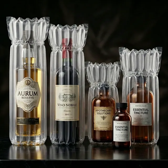 Various bottle sizes in UNIQBAG protective packaging