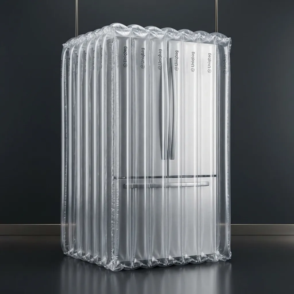 Refrigerator securely packaged in UNIQBAG